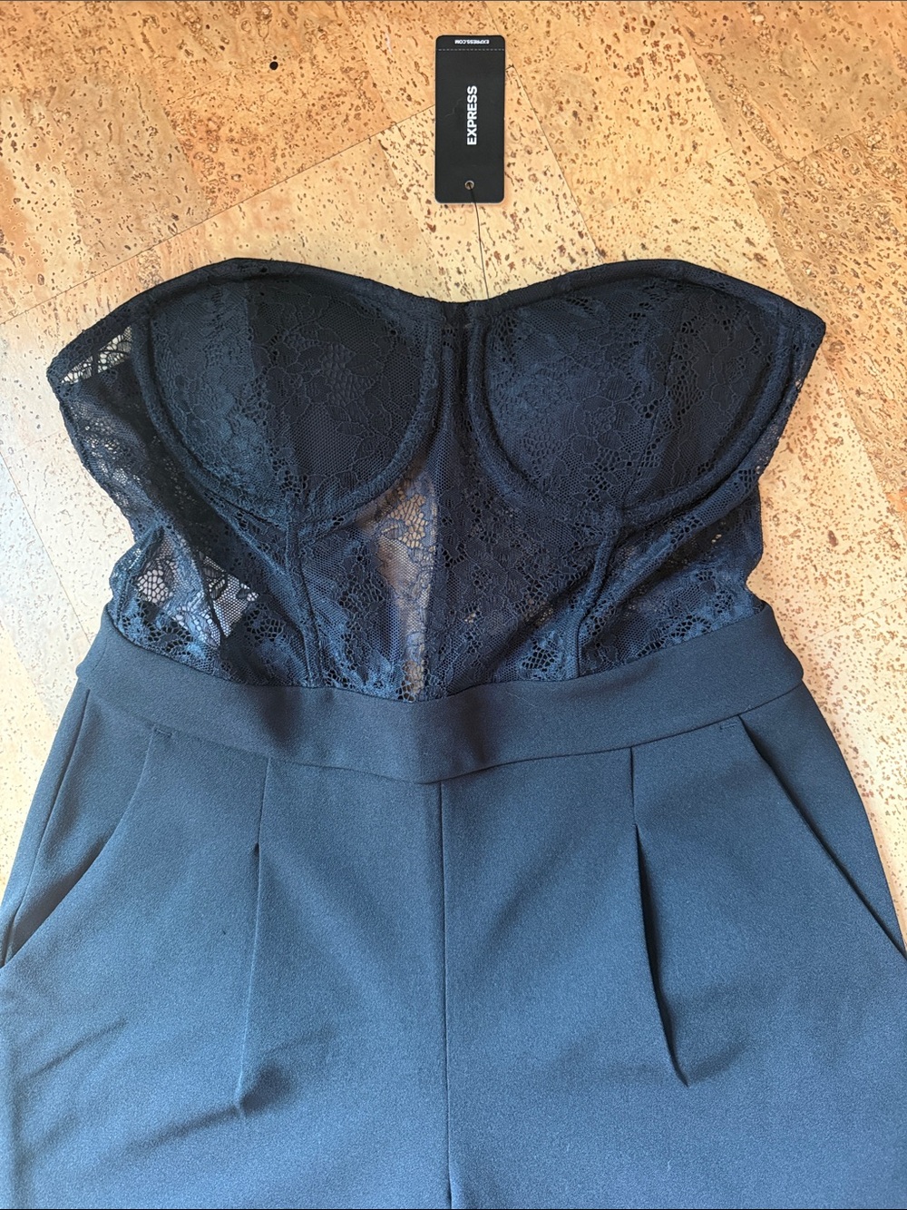 Express Black Lace Bustier Jumpsuit